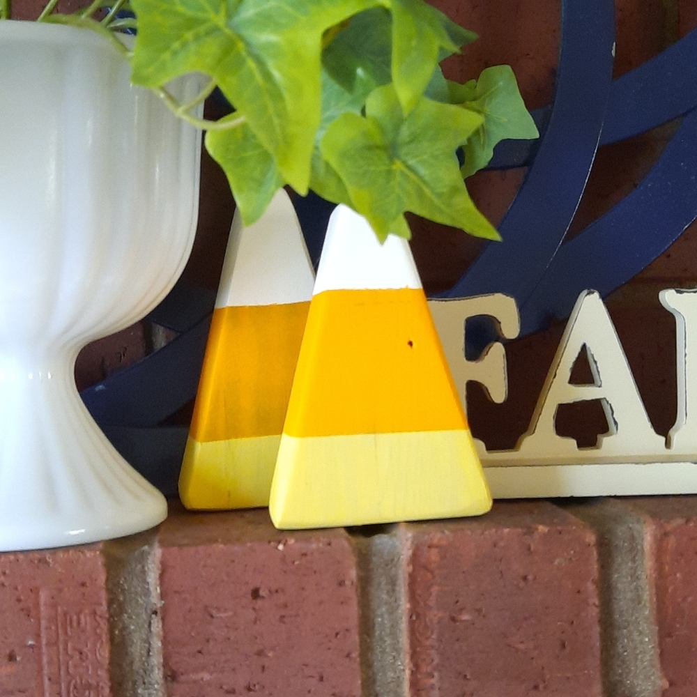 Wood Candy Corn Fall Harvest Decor Shelf Sitter